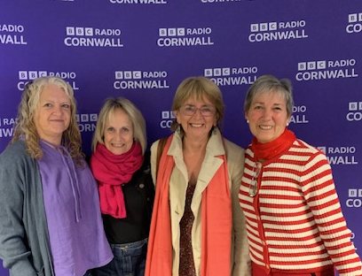 Members of the Hayle Breast Cancer Support Group together at BBC Radio Cornwall